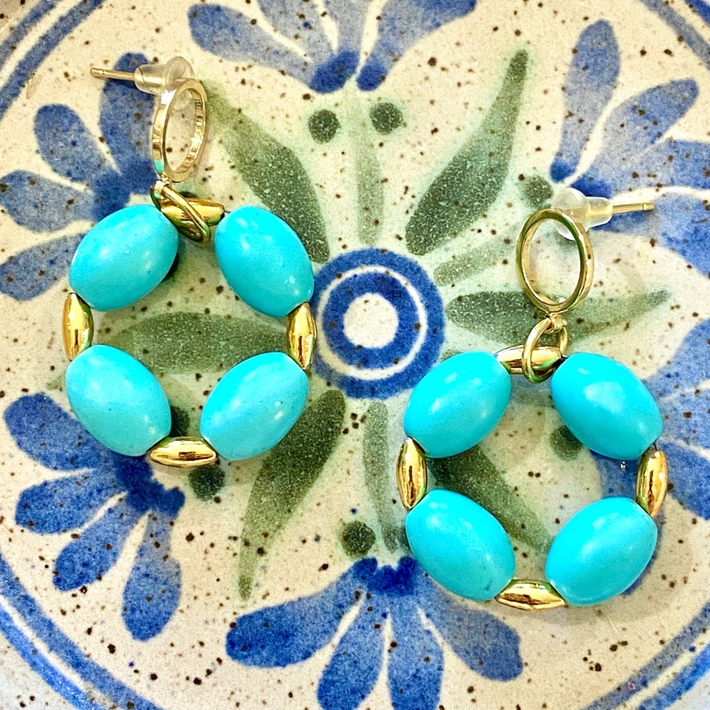 Turquoise Stone Earrings - Picture 7 of 14